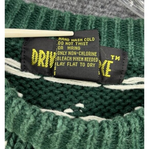 Driving Force Green Knit Sweater Fair Isle Moose Women’s L Cottagecore Country - Picture 6 of 10